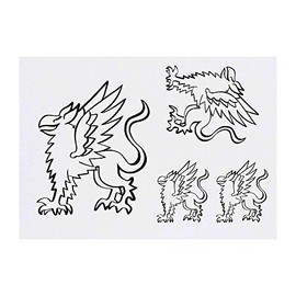 4 x 'Griffin' Temporary Tattoos - Water Resistant, Skin-Safe, Non-Toxic Transfers, Mixed Sizes (TO00015302)