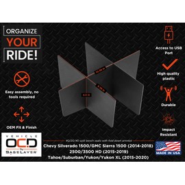 Vehicle OCD - Center Seat Console Organizer for Chevy Silverado/GMC Sierra 1500 (2014-18) 2500/3500 HD (2015-19) / Suburban/Tahoe/Yukon (2015-20) (40/20/40 seat ONLY) - Made in USA - SLX143