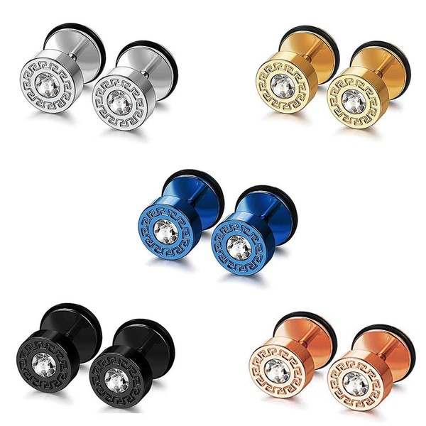 5 Pairs Stainless Steel Stud Earrings Set for Men Women