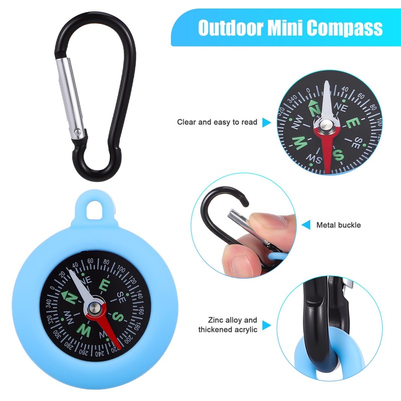 BESPORTBLE 9-Piece Carabiner Compass: Portable Navigation Compass for Hiking, Camping