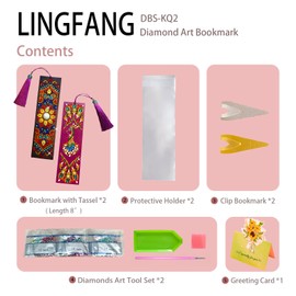 2 Pcs LINGFANG Diamond Painting Bookmark, DIY Book Makers for Adults Book Lovers, Diamond Art Beginners, Small Diamond Art Kits, Paint by Art Crafts Supplies Gift for Girls (Mandala Peacock)