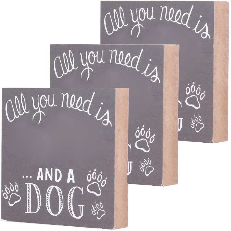 3Pcs Wooden Box Sign Pet Lovedog Letter DIY Wood Crafts