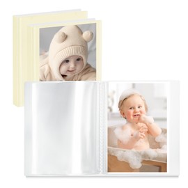Vienrose Mini Photo Album 3-Pack (7×5 Inches) – Each Holds 52 Photos, Customizable Cover, Compact Picture Book for Postcards, Baby Photos (Beige)