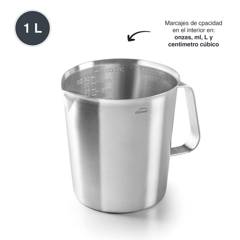 LACOR - 62741 - Measuring Jug, Liquid Meter, Stainless Steel,