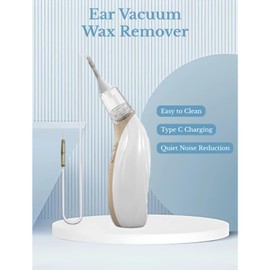 Yanmis Ear Vacuum Wax Remover, 3 Levels Strong Suction Ear Wax Vacuum, Reusable Soft Ear Cleaner Electric Earwax Removal Kit, Low Noise and Detachable Design