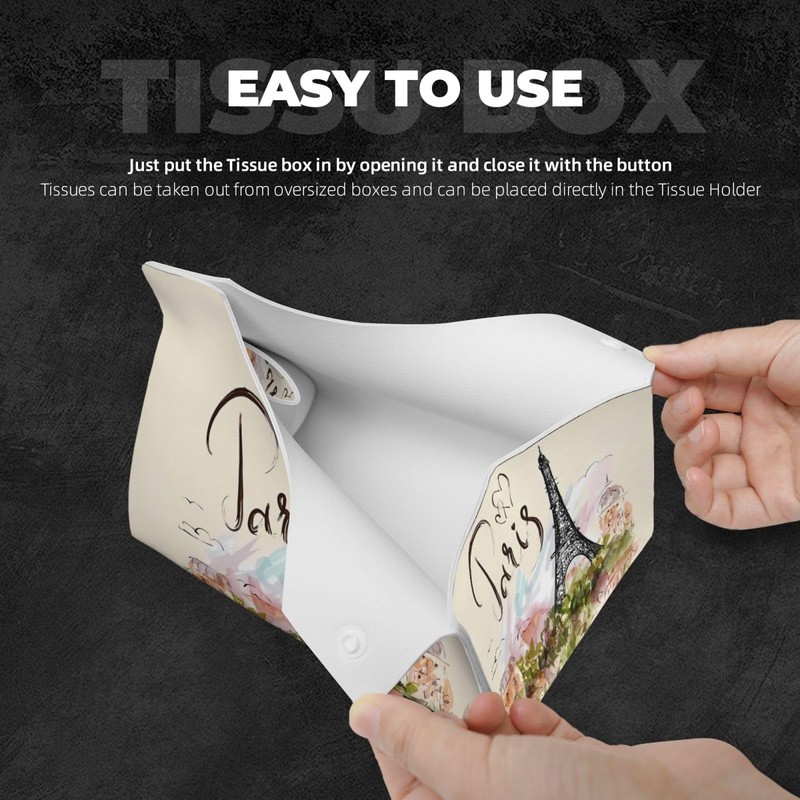 The Famous Paris Eiffel Tower Tissue Box Cover Rectangle PU