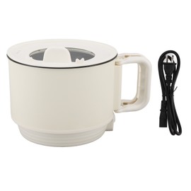 Electric Hot Pot 1.8L 600W 2 Gear Portable Non Stick Mini Multifunctional Cooker with Handle for Pasta Soup Steak Egg Oatmeal White US Plug 110V