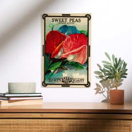 Lantern Press 12x18 Inch Premium Wood Sign, Ready to Hang Wall Decor, Sweet Peas Seed Packet