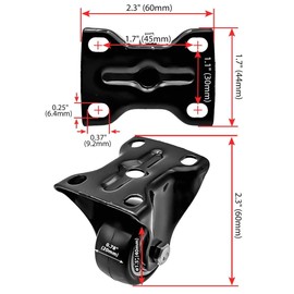 FactorDuty 12 Pack 2 inch Caster Wheels Rigid Fixed Stationery Non Swivel All Black Polyurethane Wheels Premium Non Marking No Noise 150LB Per Wheel