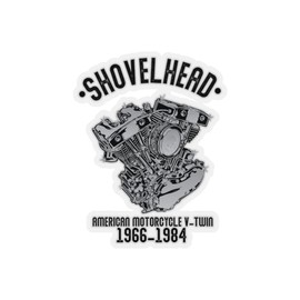 Sticker Decal Shovelhead American Motorcycle v-Twin Vintage Shovelhead Motorcycle Enthusiasts Stickers for Classic Motorcycle Design Laptop Car Shovelhead V-Twin Engine 4" × 4" / Transparent