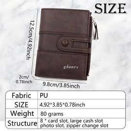 LHLZNB Premium Leather Wallets for Men UK - Stylish Men's Wallets & Mens Wallet, Perfect Gifts for Men - Durable Leather Wallets for Men with Coin Pocket，Mens Wallets (Coffee)