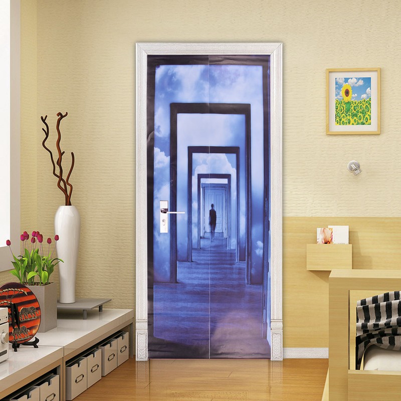 2PCS 3D Door Sticker Self Adhesive Scratch Resistant Waterproof 38.5x200cm