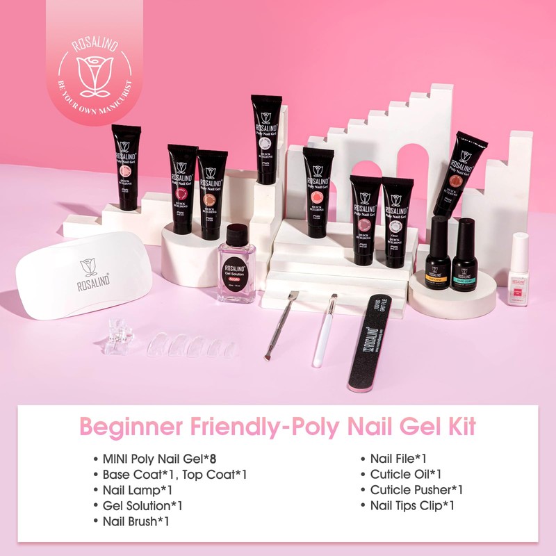 ROSALIND Poly Nail Gel Kit -8 Colors + White Brown