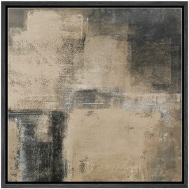 SIGNWIN Framed Canvas Print Wall Art Faded Textured Brown & Black Color Blocks Abstract Shapes Illustrations Minimalism Chic Multicolor for Living Room, Bedroom, Office - 24"x24" Black