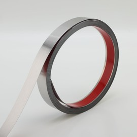 Gaahing Brushed Metal Trim, Peel and Stick Stainless Steel Wall Molding for Fireplace, Mirror Frame, Furniture and Home Decoration, 16.4 ft x 0.4 in