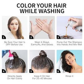 Champú para teñir el cabello negro 3 en 1 para hombres y mujeres, color permanente para cubrir canas y barba, champú colorante instantáneo a base de  