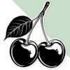 Extra Large 460mm 'Cherries with Leaf' Permanent Sticker Decal for