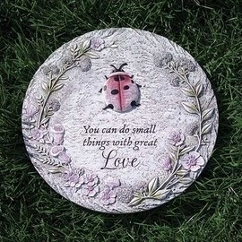 Roman Ladybug Stepping Stone, 11.75-inch Diameter, Resin, Stone Mix, Garden, Decorative Stone