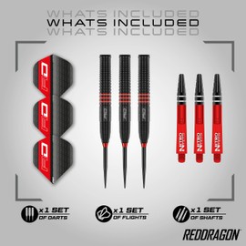 Red Dragon Milano RS 21 g, 22 g, 23 g, 24 g or 26 g Tungsten Darts with Flights and Shafts