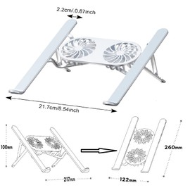 Tibapla Laptop Stand with Fan Cooling, Foldable Laptop Stand with 2 Ultra Quiet Fan and USB Ports, Adjustable Aluminium Alloy Laptop Cooling Stand for Most 9-16 Inch Laptops and Tablets