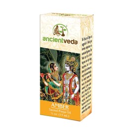 Ancient Veda Organic Puja Oil 100% Natural Pure Pooja Oil 15mL for Aromatherapy, Prayer, & Ayurvedic Practice (Amber)