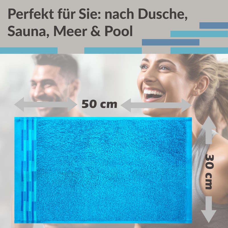 Lashuma Lugano Guest Towels 30 x 50 cm Blue Aquamarine