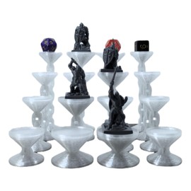 XJPONGC 16PCS Combat Risers for Flying Miniatures, DND Tabletop TRPG Terrain Flight Stands, Raised Platforms,4 Different Heights with 16 Stands and Bases, Crystal White