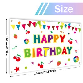 Large Happy Birthday Banner, Colorful Decor, Large Banner Background Party Backdrop for Men & Women, Outdoor & Indoor Use Colorful