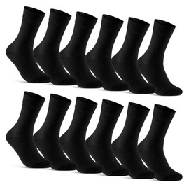 12 Pairs Men's Black Business Socks Cotton Men's Socks, 12x Black