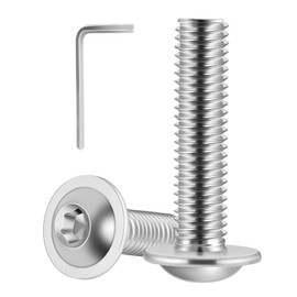 M8-1.25 x 80mm 8 PCS Flanged Button Head Socket Cap Bolts Screws, Stainless Steel 304, Allen Socket Drive, Screwdriver Bit Included, Bright Finish, Fully Machine Thread