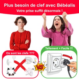 [Pack x10] French Baby Socket Cover without Key or Glue, Baby Safety Guide - Protection for Children - Power Strip for Home and Nursery