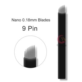 Pack of 30 Extremely Thin 0.18 mm Nano Blades Microblading Needles for Semi-Permanent Makeup Eyebrow Tattoo Microblade 3D Embroidery Blade (30 Pieces 9 Pins)