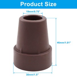 Bonsicoky 4 Pack Rubber Cane Tips 3/4 Inch - Heavy Duty Cane Tips - Replacement Rubber Cane Tips for Canes, Walking Sticks, Crutches, Hiking Stick - Brown