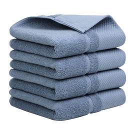 PiccoCasa Hand Towels for Bathroom Set of 4, 100% Combed Cotton 600 GSM Face Towels, 34 x 74cm Bathroom Towels Highly Absorbent for Kitchen - Hotel & Spa Quality Hand Towel Set Steel Blue