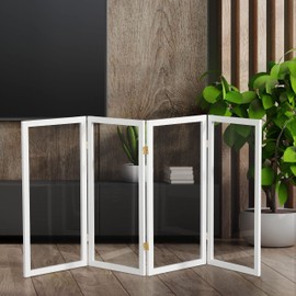 3 ft. Short Clear Plastic Partition White 4 Panel