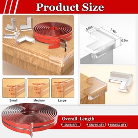 Baby Proofing Corner & Edge Safety Bumpers - 4 Corner Protectors, Self-Adhesive Furniture Guard, Table Edge Covers (1.6in Wide, 6.6ft)