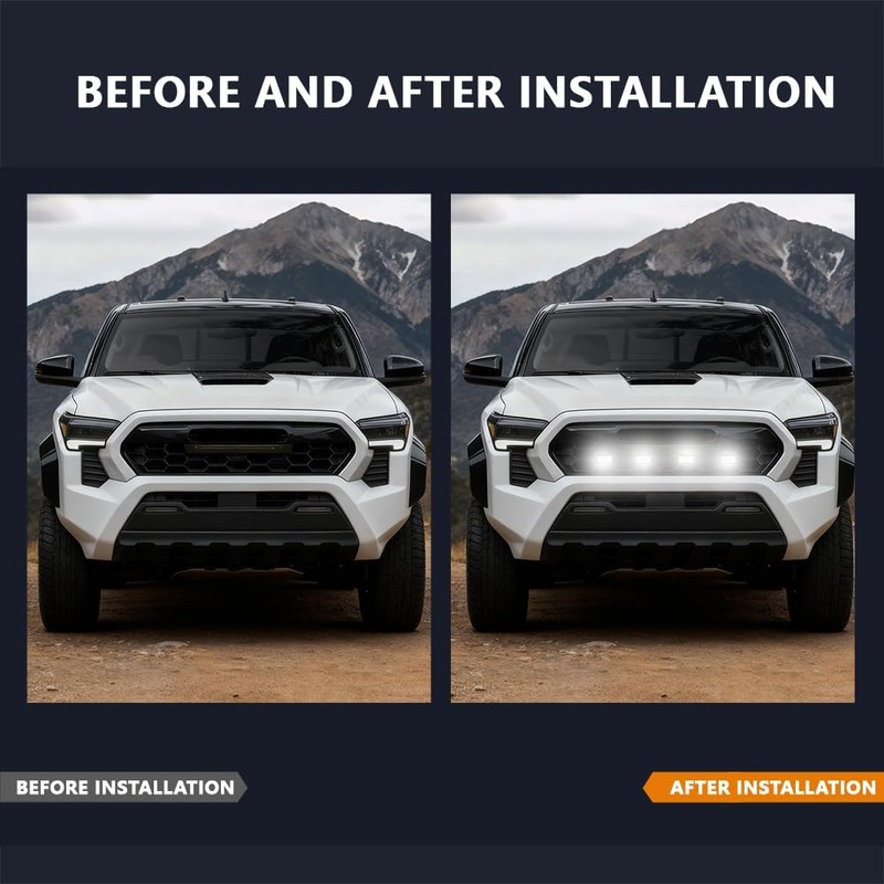 4PCS White LED Grille Light Function kit, Compatible with 2024-2025