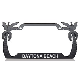 Custom Brother - Daytona Beach Palm Tree Design Quality Black Metal Car SUV Truck License Plate Frame l1