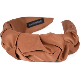 styleBREAKER 04027035 Women's Headband with Shimmering Braided Surface in Ruffle Look, Hair Band, Colour: Cognac
