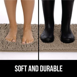 Gorilla Grip Original Indoor Durable Chenille Doormat, 24x17, Absorbent Machine Washable Inside Mats, Low-Profile Rug Doormats for Entry, Mud Room Mat, Back Door, Busy Areas, Beige