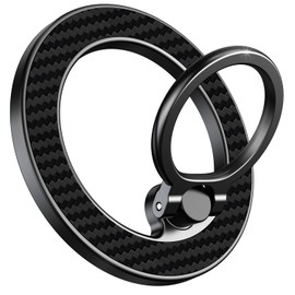 Magnet Finger Ring Grip Stand, Built with Kevlar 600D Fiber, Magnetic Phone Ring Holder Compatible with PopS0ckets for MagSafe Accessories for Kindle and Other Cell Phones, Kevlar Black