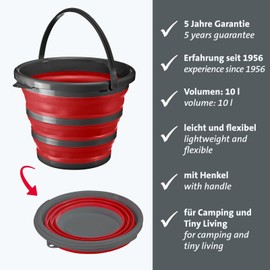 Westmark Bucket - Foldable Bucket with Handle, Space Saving and Portable, Practical Folding Bucket for Camping, Cleaning or Playing for Kids, Ideal for Tiny Living - 10 Litres