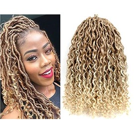 Aipin 6Packs New Goddess Locs Crochet Hair 14 Inch River Locs Boho Hippie Locs Wavy Crochet With Curly Hair In Middle And Ends Braids Hair Extensions(6Packs,14 inch,T27/613)