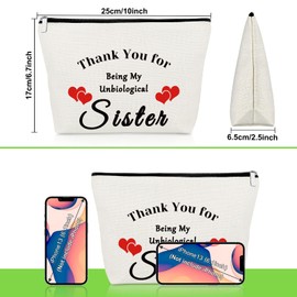Funny Sister in Law Gifts Makeup Bag Wedding Gift for Unbiological Sister Birthday Gifts Cosmetic Bag Bonus Sister Gifts from Sister Friendship Gifts Step Sister Gifts for Christmas Mothers Day