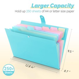 TQQBUU Expanding File Organizer with 8 Pockets, Cute Accordion File Folders with Labels, Portable Folders for Documents Paper Bill Receipt, Home College School Office Supplies, Letter Size, 2 Set