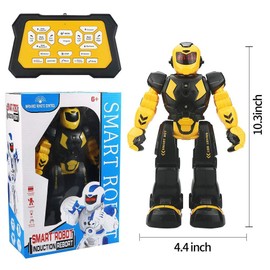 Suliper Remote Control Robot for Kids,Intellectual Gesture Sensor Programmable Robot with Infrared Controller Early Education Robot Toys can Dance Sing Walk Robot Kits for Children (Yellow)