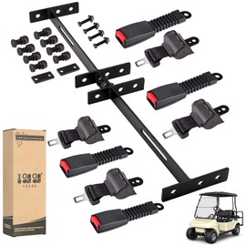 10L0L Universal 2/3-point Golf Cart Seat Belts, 42" Retractable Belts with Bracket Street-Legal Upgrades Fits (2+2) /(4+2) Passenger for Yamaha EZGO TXT RXV Club Car DS Most Golf Carts Front/Rear Seat