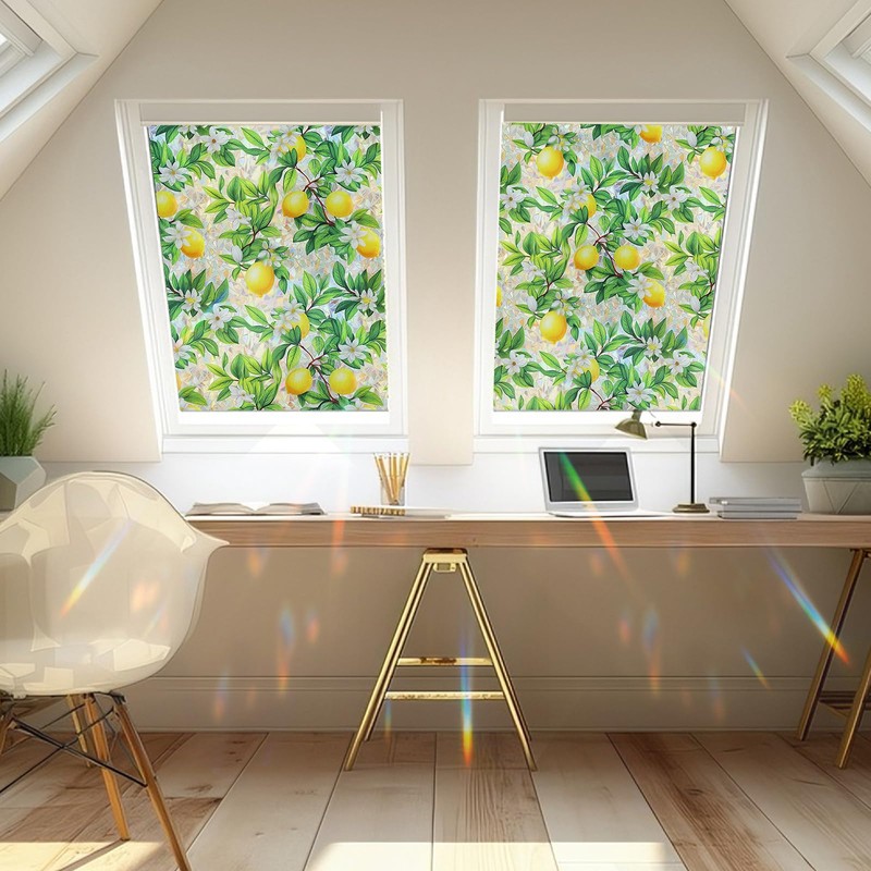 Stained Glass Window Film，Spring Window Clings,Rainbow Privacy Window Film One