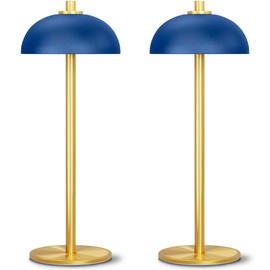 JONEMO 2 Pack Cordless Table Lamp, 5000mAh Portable Rechargeable Table Lamp, 3 Color Modes Stepless Dimming Table Light with Memory Function, for Dinner, Patio, Home, Restaurant.(Blue)