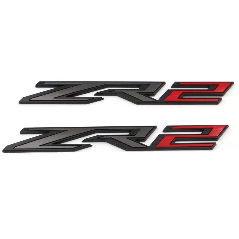 Mnneryss 2PCS Black Red Fender ZR2 Emblem Badge Compatible with
